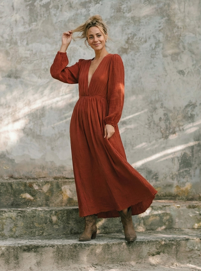 OMNI SIRTI PENCERELİ ELBİSE